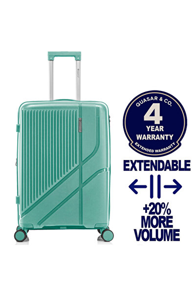 Quasar & Co. Medium expandable trolley 68x45x26-31cm, checked luggage, zipped...