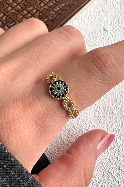 Leo'Stone خاتم نسائي من الفولاذ بتصميم حبة العين الشريرة مع تفاصيل اللانهاية ...