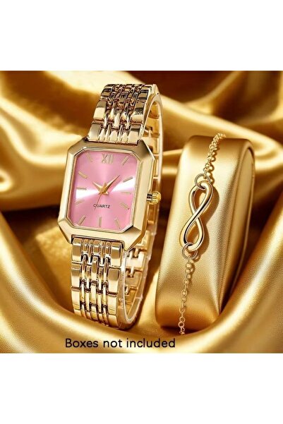 OEM 14K Gold Plated "Eternal Shine Pink" Watch and Bracelet Set