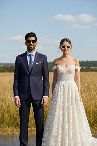 Kinary Just Married Bride and Groom Glasses Set – White Bride Black Groom – O...