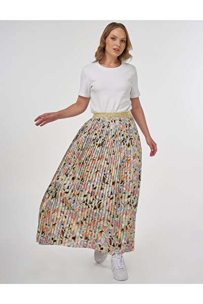 Kayra Patterned Pleated Skirt 12082