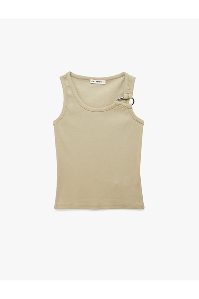 Koton Asymmetric Collar Sleeveless Blouse with Metal Accessories