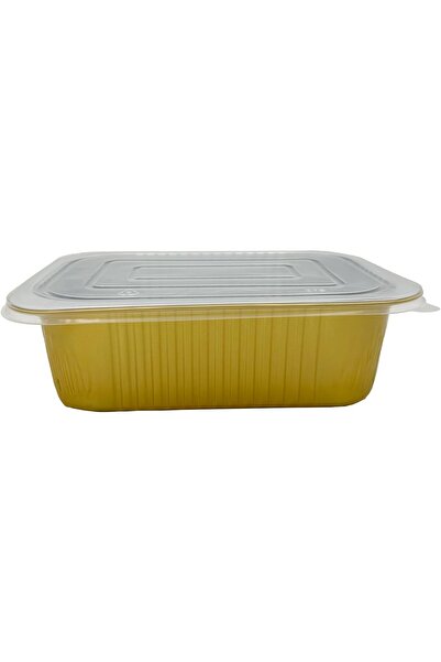 Ideal Pack 930 ml Golden Aluminium Rectangular Food Container with Lid – 1 Pc
