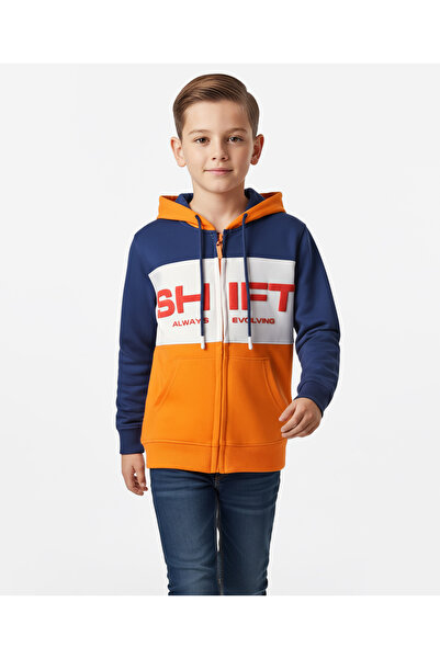 Pine kids Cotton Knit Full Sleeve Designed Hooded Sweatjacket Text Print Pock...