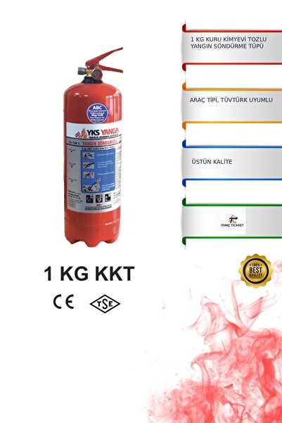TUNÇ ONLİNE TUNÇ TİCARET Yangın Söndürme Tüpü 1 Kg Tozlu 4 Yıllık TÜVTÜRK UYUMLU