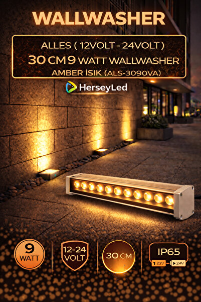 ALLES 12V / 24V WALLWASHER 30 CM 9 WATT - AMBER IŞIK