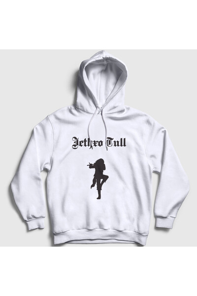 Presmono Unisex White Logo Jethro Tull Hooded Sweatshirt 593020Tt