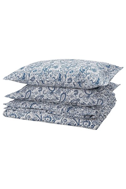 IKEA RODGERSIA Duvet cover + 2 pillowcases, blue/white, 240 x 220/50 x 80 cm