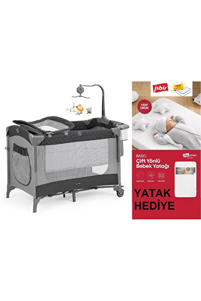 Pierre Cardin Luna Anne Yanı Park Yatak Oyun Parkı Yatak Hediyeli Kahve