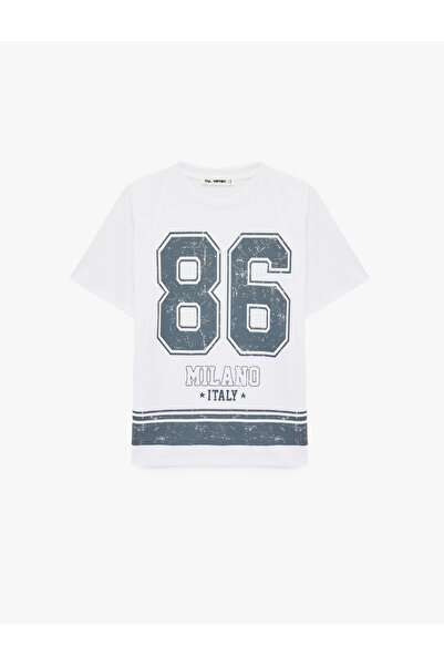 Koton تي شيرت مطبوع برقبة دائرية وأكمام قصيرة