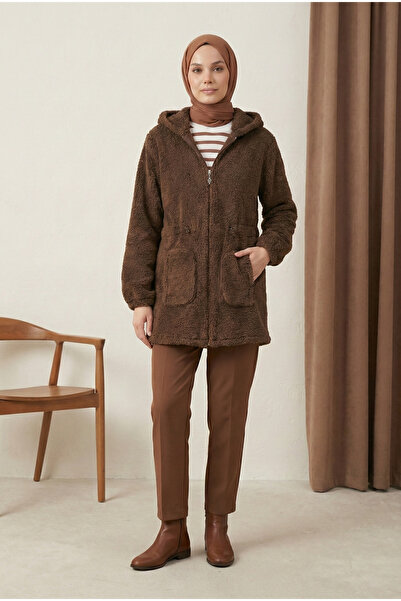 MODAQU Zippered Plush with Elastic Waist - Brown