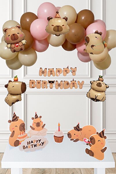 PEKSHOP Kapibara Concept Birthday Balloon Chain Set Table Decoration Boards