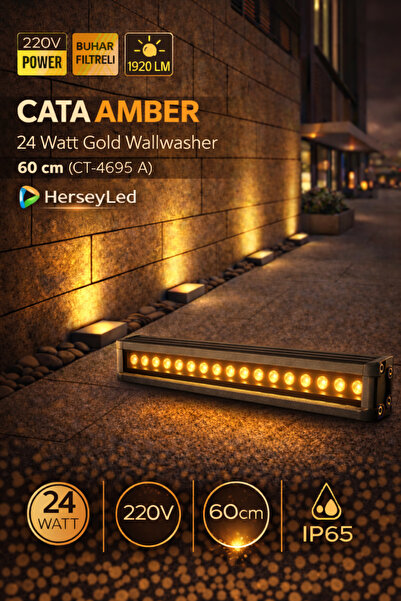 Cata 24 Watt Gold Wallwasher 60 cm Amber Renk CT-4696