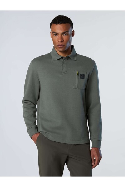 North Sails Uzun Kollu Göğüs Cepli Polo Yaka Erkek Tişört