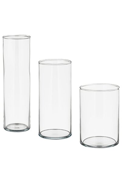 IKEA CYLINDER Set of 3 Vases, Transparent Glass