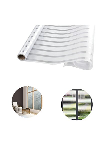 TodayShop Folie decorativă pentru geamuri cu dungi albe - Autocolant de prote...