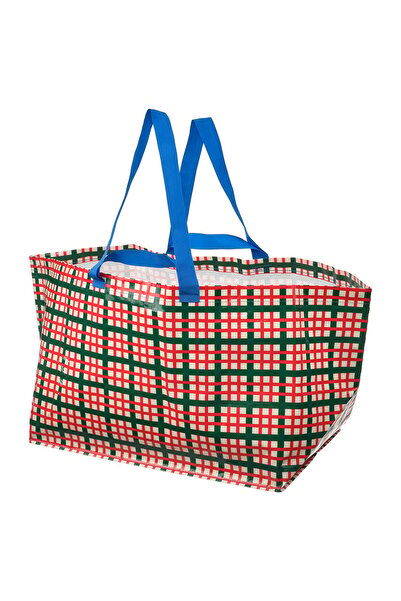 IKEA VINTERFINT Large Bag, Multicolor Checkered, 55 x 37 x 35 cm/71 l