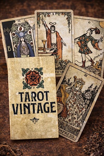 Vintage Tarot Cards – classic old-fashioned deck for divination, intuition an...