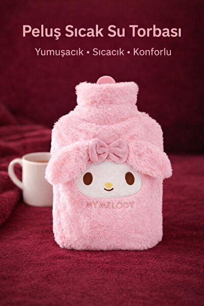 Kitchen Beauty Peluş Kılıflı My Melody Emojili Sıcak Su Torbası Cepli El Geçm...