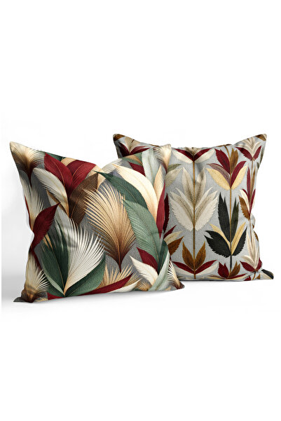 CANİLA Duck Feather Patterned Digital Printed 3D Double-Sided Throw Pillow Co...