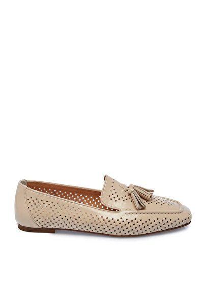 Tergan Bej Hakiki Rugan Deri Kadın Loafer - K25I1AY67912-A54