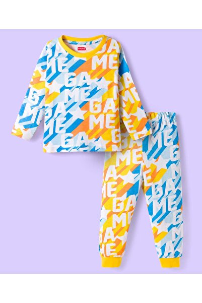 Babyhug Cotton Knit Full Sleeves Pajama Set with Text Print - Yellow & White