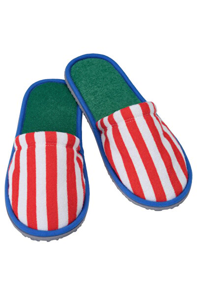 IKEA SKOGSSALLAT Slippers, red/white striped, S/M