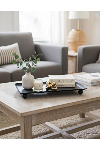 Afaq black rectangular tray