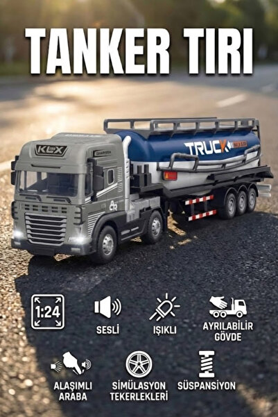 craftivio 1:24 Ölçek Diecast Metal Kafa Işıklı ve Sesli Oyuncak Tanker Tırı -...