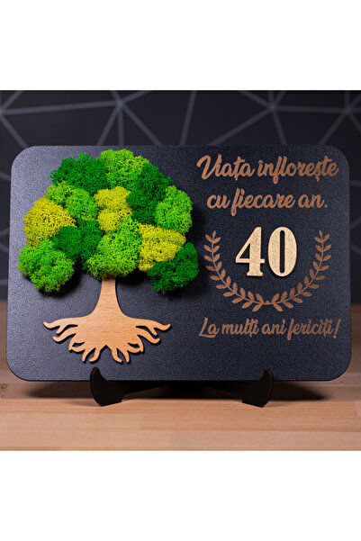 Creators of Crafts Cadou aniversar cu pomul vietii din licheni 20x15cm