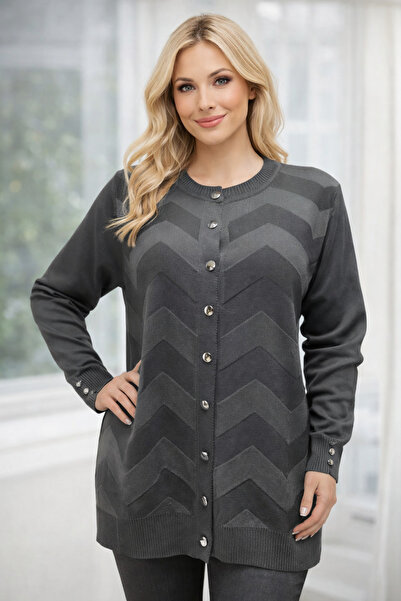 Elçelya Moda Women's Elegant Model Zigzag Patterned Buttoned Mercerized Mothe...