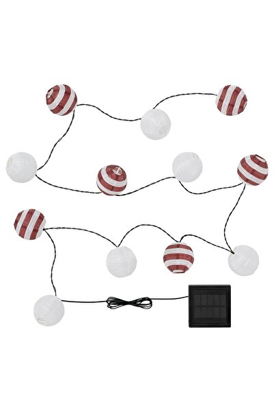 IKEA SOLVINDEN LED String Light 12 Bulbs, Solar Energy Outdoor/Red Stripe