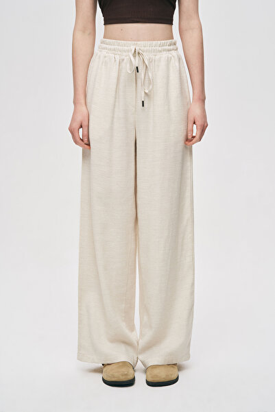 Orfeo Negro Γυναικείο λινό μείγμα ψηλόμεσο σε μπεζ απόχρωση παντελόνι palazzo