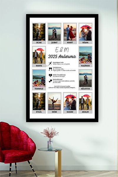 Teknograf Kişiye Özel 12 Fotoğraflı Anı Tasarımlı Ahşap Tablo - 3mm MDF Hatır...