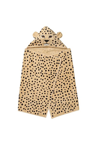 IKEA SANDLÖPARE Hooded Towel, Brown/Leopard Pattern, 70 x 140 cm