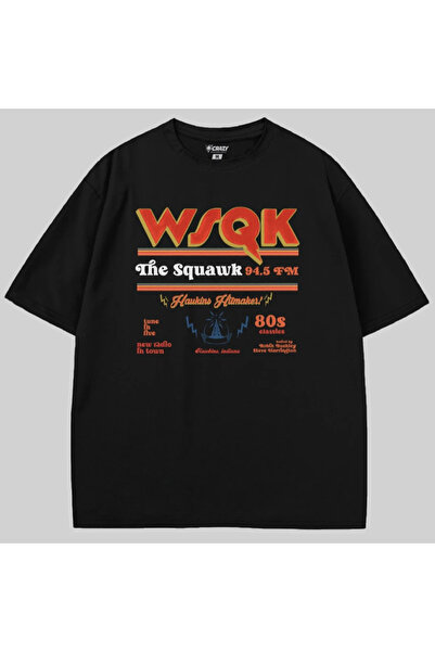 Crazy WSQK Το Ραδιόφωνο Σκουόκ Stranger Things oversized Μπλουζάκι