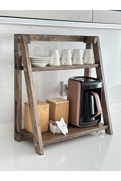 Doruk Ahşap Atölyesi Masif Ahşap Katlanır Çay-Kahve Standı