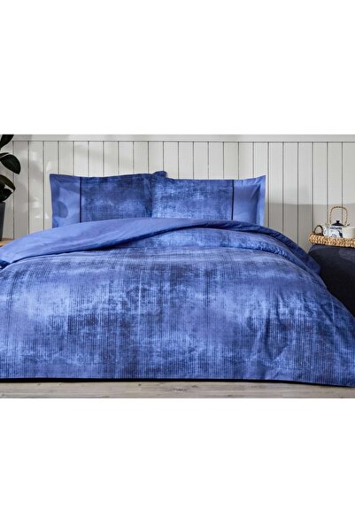 Özdilek Ranforce -Horizon Mavi- Lastikli Çarşaflı Battal Boy Çift Kişilik Nev...