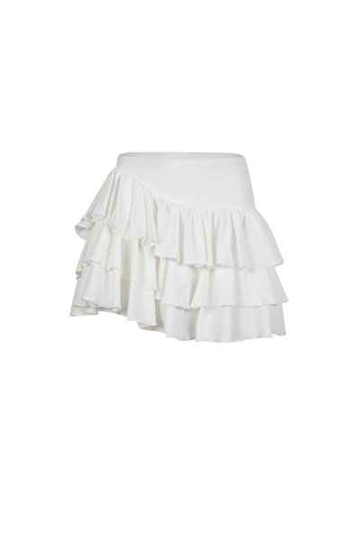La Sarta Elysia White Skirt with Ruffle Shorts
