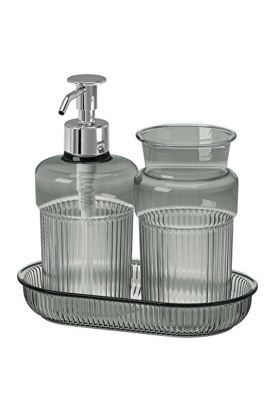 IKEA Set accesorii baie BROFJÄRDEN, 3 piese, gri