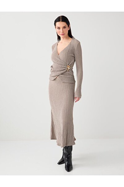 Jimmy Key Mink Normal Waist Comfortable Cut Midi Knitted Skirt