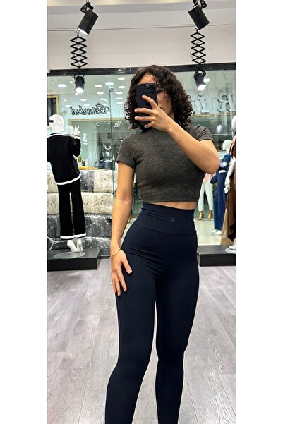 LOBOLIC بنطال ضيق رياضي نسائي عالي الخصر يبرز انحناءات الجسم باللون الأزرق ال...