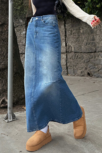 KOTOLOG Women's Comfortable Fit High Waist Denim Skirt