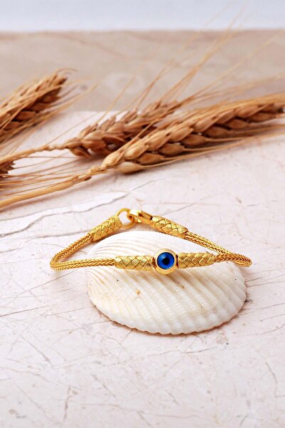 Sümer Telkari Kazaziye İşlemeli Nazar Boncuklu 18 Cm Elişi 1000 Ayar Gümüş Bi...