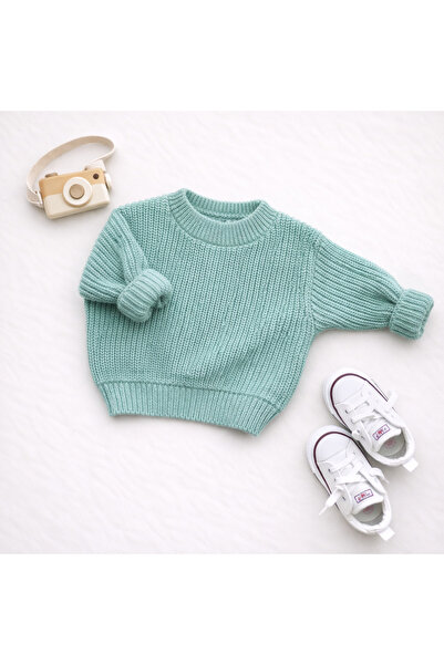 ESES BEBE Unisex Baby-Child Knitwear Sweater – Mint Green Color, Soft Texture...