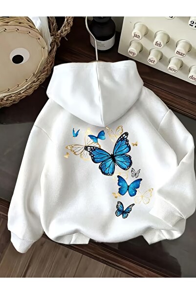 Deocept Unisex Butterfly Printed Hooded Comfortable Fit Oversized Cut Sweatsh...