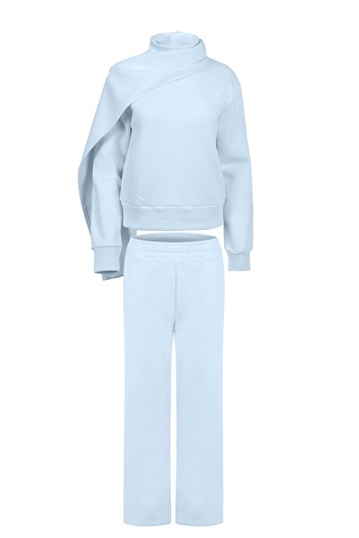 La Sarta St. Moritz Shawl Detailed Blue Tracksuit Set