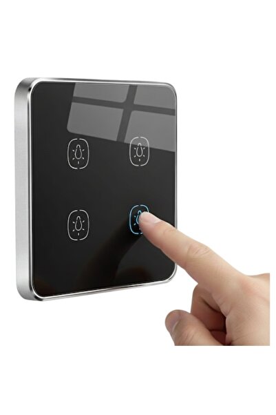 AURALIV Comutator inteligent WiFi negru cu panou tactil din sticlă