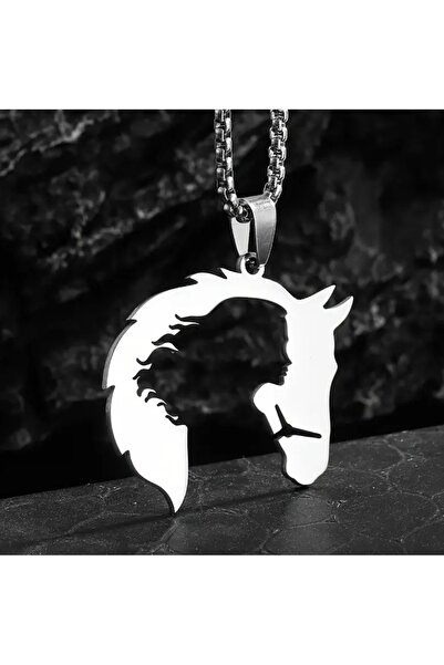 DeNors Stainless Steel 60 cm Silver Necklace with Horse Figure |   Stylish an...