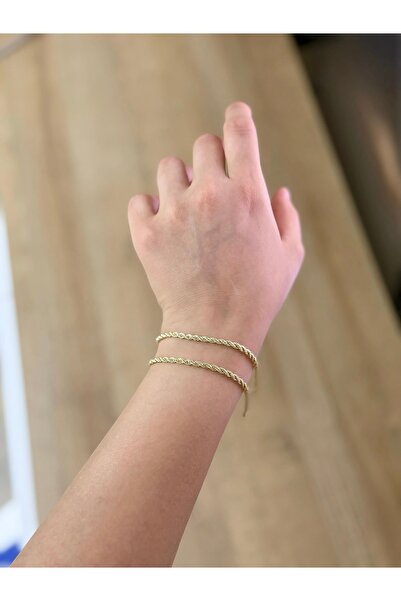 ZAYORA AKSESUAR Vip Altın Renk İnce Burgu Bileklik